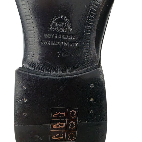 NEW Battaglia Italy Mens 7 Black Leather Dress Shoes Medallion Toe Derby Oxfords - Picture 11 of 11